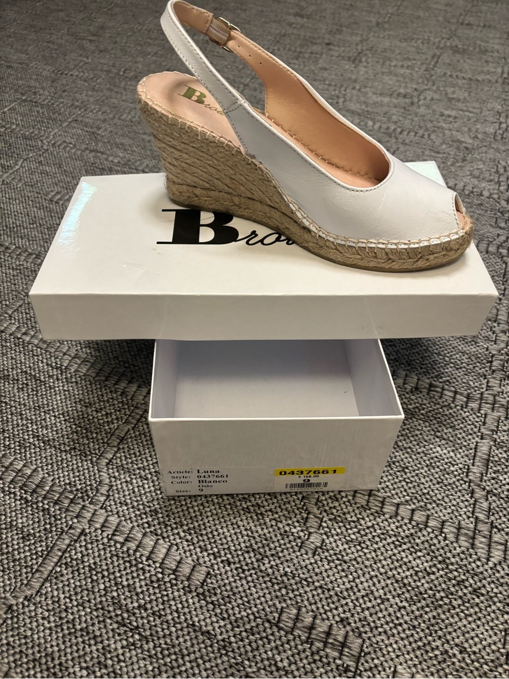 White Leather Espadrille Wedge Slingback